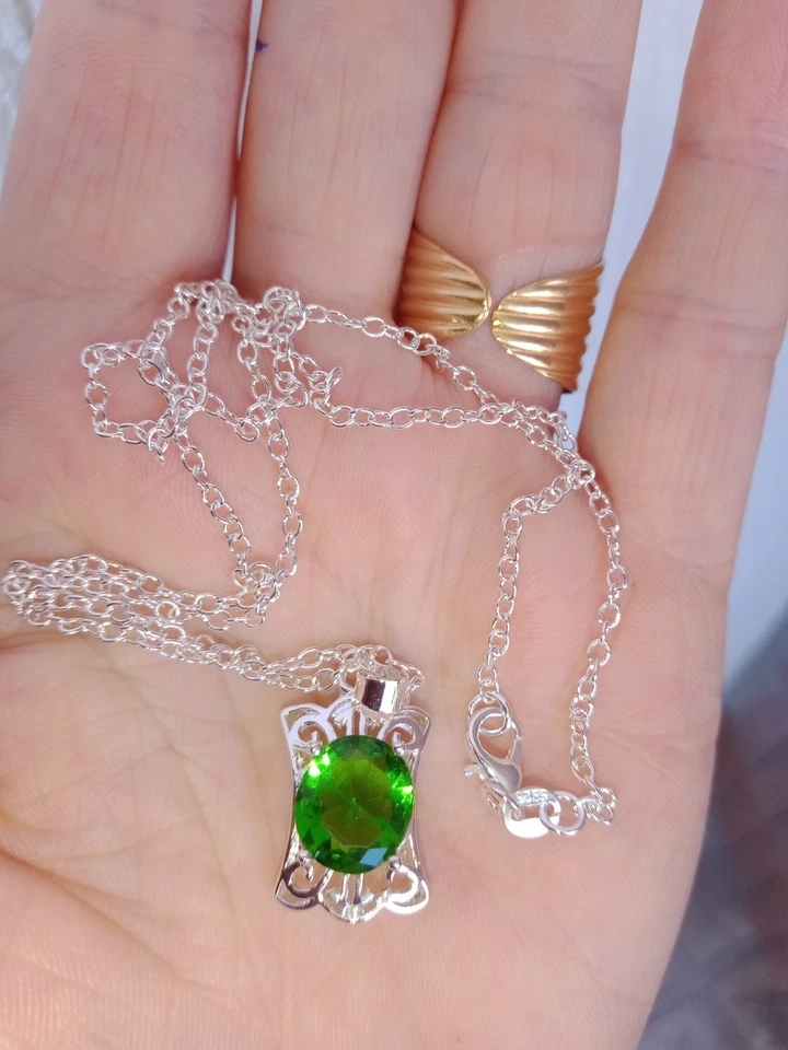 Collana con ciondolo autentico smeraldo naturale con GARANZIA argento 925 NUOVA - Immagine 4 di 4