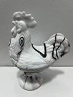 Vintage Rooster Hen On Nest Amethyst Milk Glass Slag Covered Candy Dish 9”