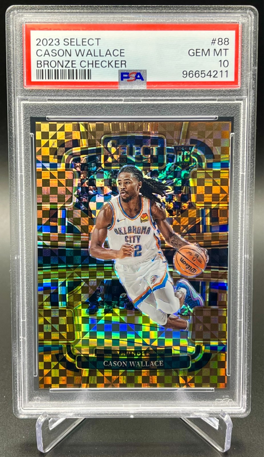 2023-24 Select Cason Wallace Bronze Checker Prizm /49 PSA 10 RC Rookie #88