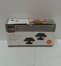 Post Cap Light Living Accents 82382 Black Solar Powered LED /  Pack of 2 Lights