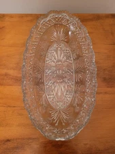 Vintage Imperial Glass Oval Serving Dish w/Jagged Sawtooth Edge 10 1/4"X 5 1/4"