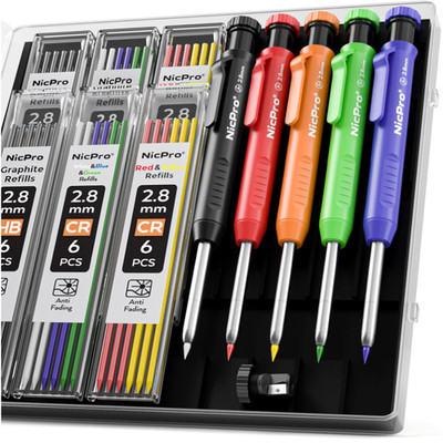 Nicpro Tieflochmarker Bleistift Set 5 Stück 41 Minen 5 Farben Sp