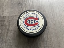Montreal Canadiens Autographed Hockey Puck – Vintage Logo – Unknown Signature