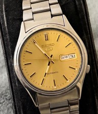 Seiko 5 Automatic Men’s Watch Gold Dial 21 Jewels Japan Made 7S26