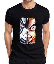 Rengoku Akaza Half Face Fire Demon Anime Vintage Anime Manga Men's T-Shirt