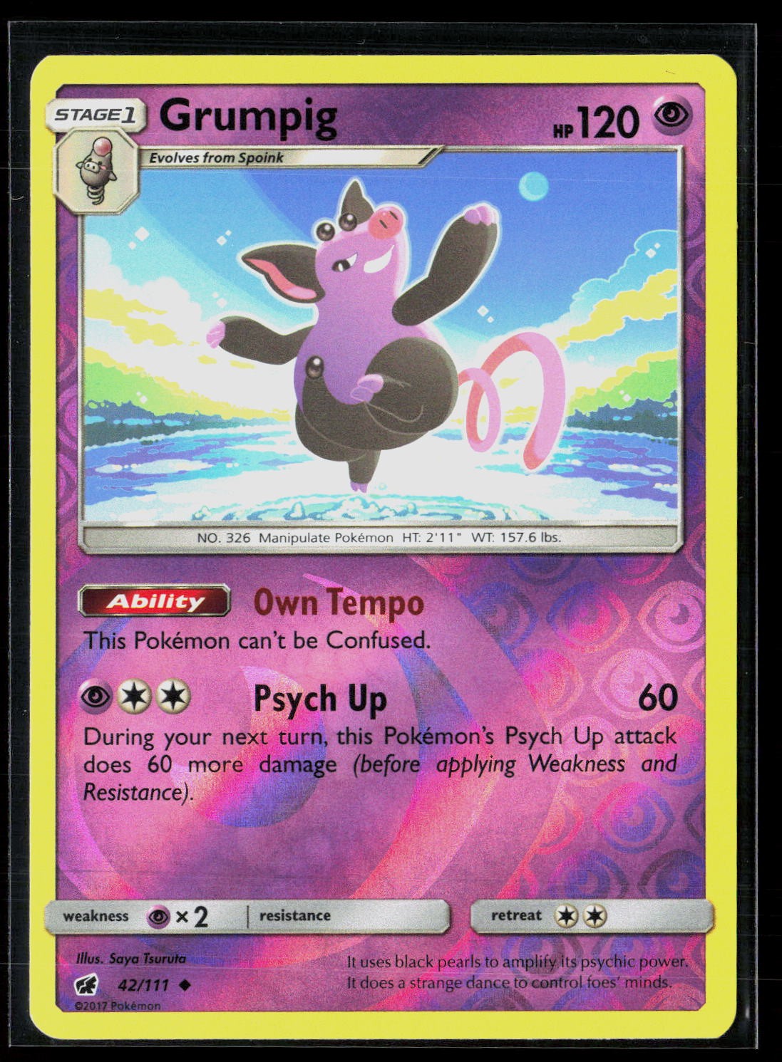 Grumpig 42/111 Uncommon Reverse Holo Crimson Invasion Pokemon NM