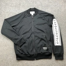 Adidas Jacket Mens Medium Black Japanese Three Stripes Brand Full Zip Track Top