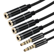 2Pcs 1ft Headphone Splitter, TRS 3.5mm Male to Dual TRS 3.5mm Female Cord, Black