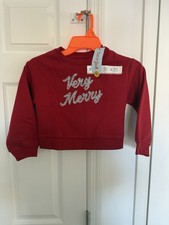 Cat and Jack Girls Very Merry Sparkly Christmas Sweatshirt Size XS 4/5 NWT