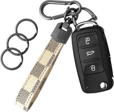 Leather Car Keychain,Carabiner Clip Key Fob Keychain for Home Car Keys Women Men