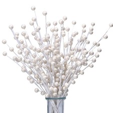 12 Pack Artificial White Berry Stems 14" Fake Holly Berry Picks for Christmas...