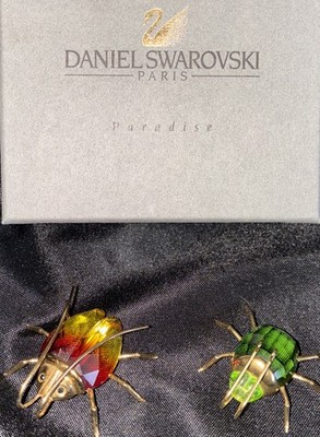 Swarovski Paradise Emerald Beetle & Amazar Fire Opal Beetle - New with box 