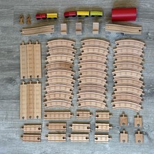 Thomas  Friends Wooden Railway 21x Straight  27x Curved Train Track 61pc Lot 