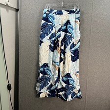 Peace Love World Petite Wide-Les Woven Pants Blue Palm, Petite Medium