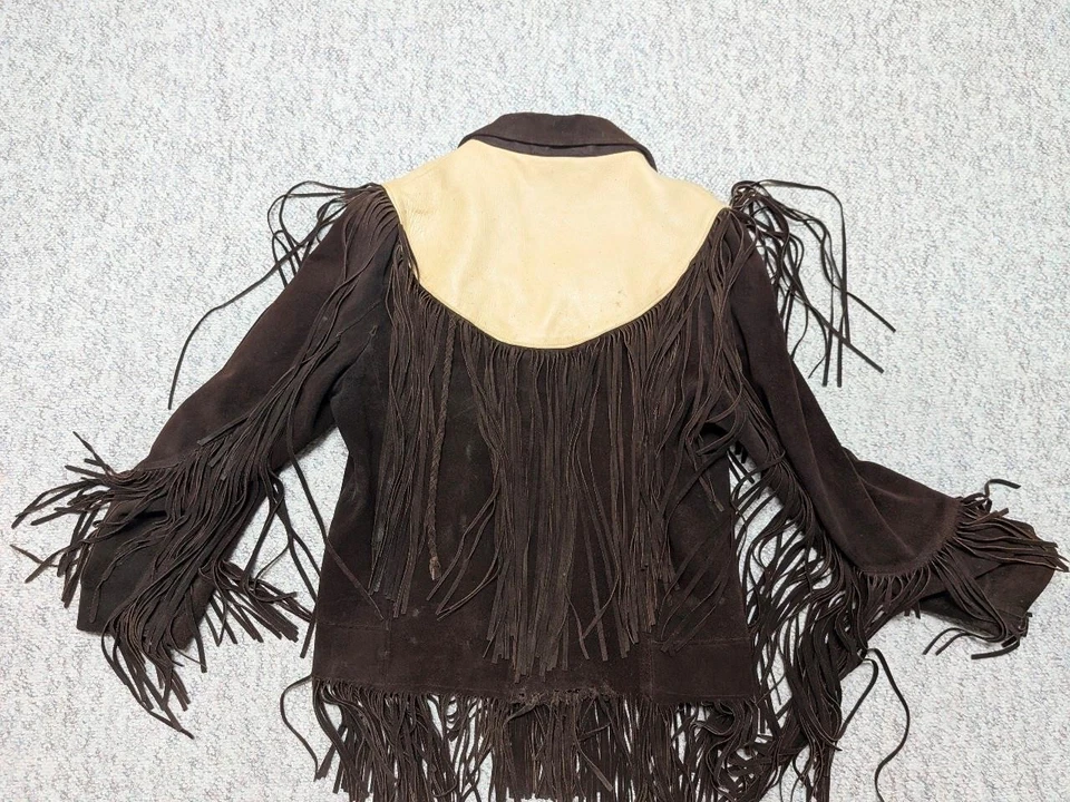 Chaqueta vintage PIONEER WEAR cuero FRINGE 40 cuero de vaca Western piel de ciervo gamuza rrl Foto 2 de 4