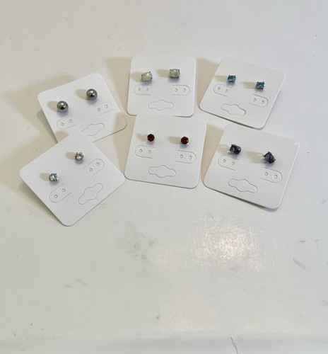 Orecchini coppia 6 piccoli orecchini a perno tondo post multi colori e misure assortite - Foto 4 di 11