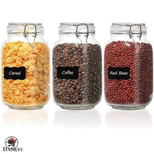 Stylish Clear Glass Canisters with Airtight Lids - Kitchen Organization Set of 3