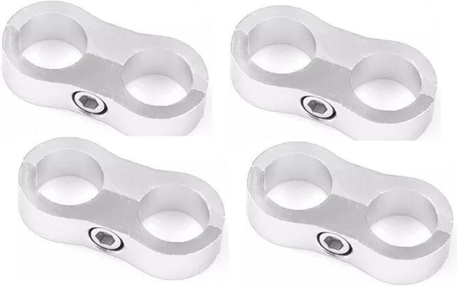 16MM Hose Separator Pack of 4 Silver Billet Alloy AN8 Twin Braided Pipe Clamp