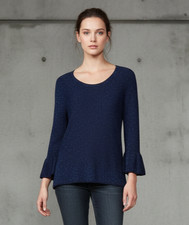 Mango Violeta M Sweater Blue Metallic Bell Sleeve Shimmer Glam Whimsigoth Boho
