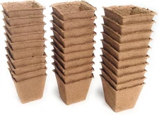Plant Starter Peat Pots - 30 Pack of 3 Inch Square Pots for Your Garden, Greenho