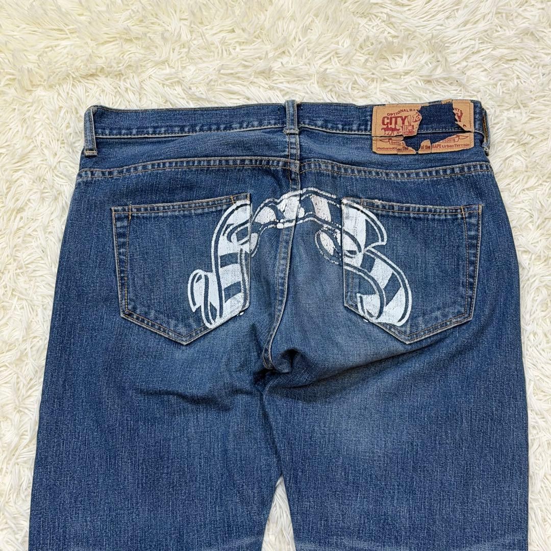Baby Milo A Bathing Ape Straight Denim Pants Jeans Blue Tall Waist 86cm thumbnail 8
