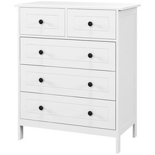 HOMCOM Cassettiera in Legno con 5 Cassetti Salvaspazio 74x40x91cm Bianco