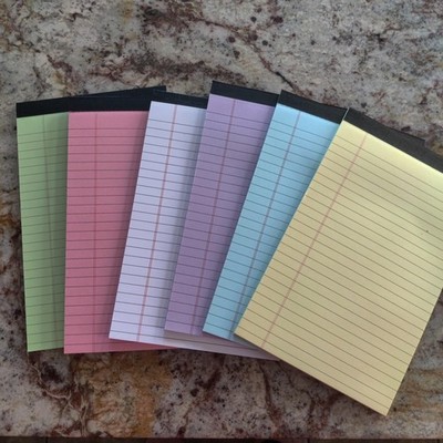 6pcs Small Note Pads 5x8 Colored Legal Pads Paper College Ruled Notepad Clear Pr