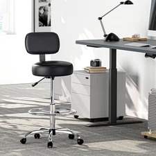 Adjustable Drafting Chair w/Back Rolling Stool Tall Office Desk Chair w/Footrest