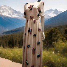 ASOS Pink Beaded Party Dress Waist 26 inch Gown Sequin Evening Wear Small size 4