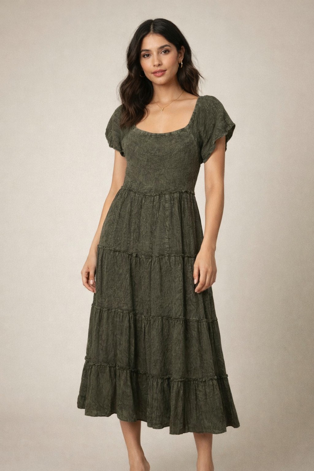 Ellen Weaver Green Denim Look Dress Size XL