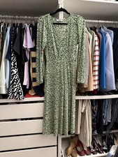 Women's Long Sleeve Mango Green Gauzy Floral Print Maxi Dress Size 4