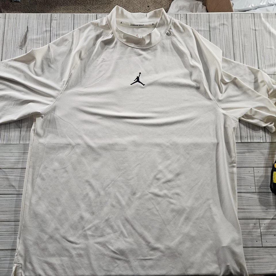 Jordan Golf Shirt Mens XL White Mock Neck Short Sleeve Jumpman Performance Top - Image 2 of 4