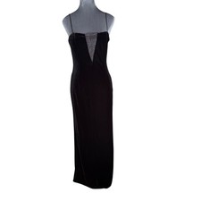 Betsy  Adam Black Sleeveless Evening Gown With Mesh Detail Size 6