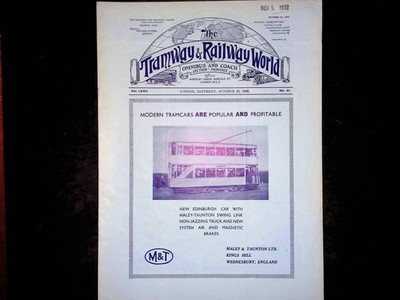 Tramway & Railway World Magazine Oct 1932 Maley & Taunton Edinburgh Tram Car