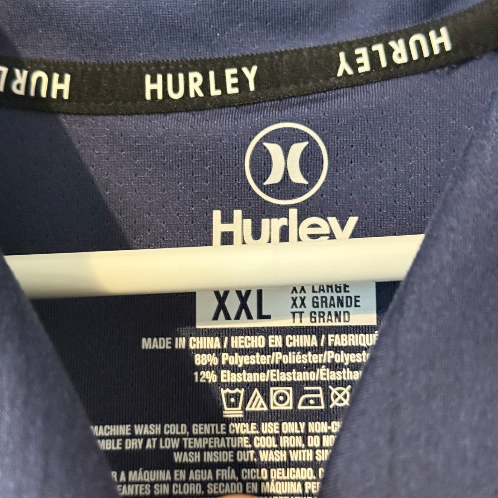 Hurley Mens Polo Shirt Size 2XL Dark Navy Blue Performance Embroidered Logo image 6