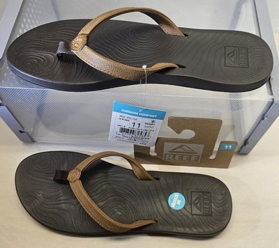 Reef Women's ZEN LOVE Brown/Tobacco  Casual Cushion Comfort Flip-Flop Size 11