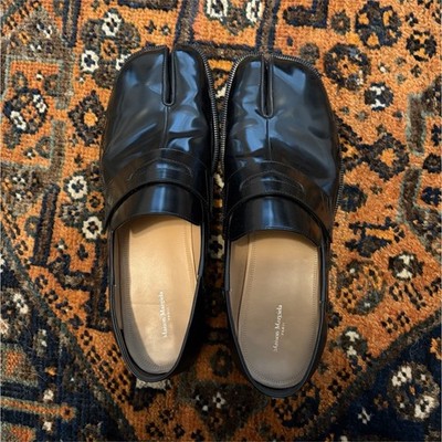 Maison Margiela Tabi Men's Black Leather Split Toe Slip-On Loafers 13