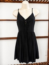 Forever 21 Black Lace-Up V-Neck Cami Mini Dress