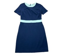 Tory Burch Color Block Ponte Dress Small Navy Blue / Mint Designer Short Sleeve