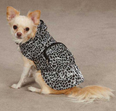 Dog Raincoat Leopard Print Dog Clothes GREY LEOPARD DOG RAIN COAT