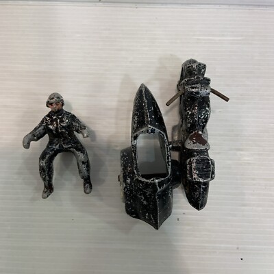Figurine Ancienne En Aluminium Quiralu, Militaire Gendarmerie à Moto Side-car, échelle 1/32, Années 50/60