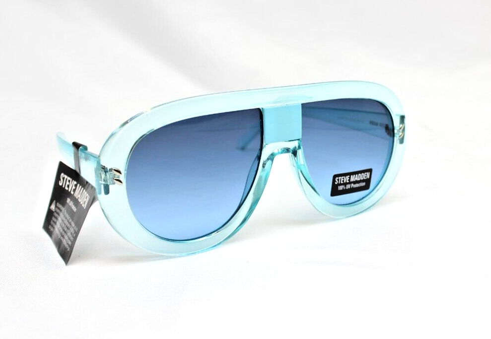 Steve Madden Clear Blue Shield Sunglasses with Blue Lenses 100%UV SM892103  BLUE