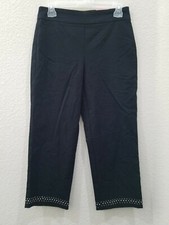 JM COLLECTION Black Capri Pants Comfort Waist Tummy Control Bling Size XS NWT