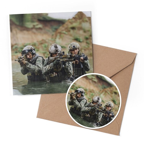 1 x Greeting Card & 10cm Sticker Set - Army Infantry SAS Soldiers Gamer #15766