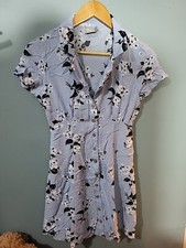 ASOS Size 8 Blue Floral Short Sleeve Shirt Dress (324/79/v)