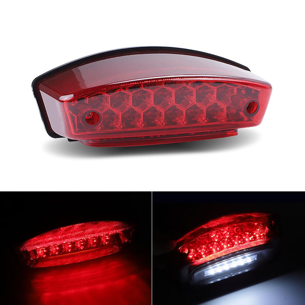 Qiilu Motorcycle Brake Light, 12V LED Motorcycle Taillight Rear Brake Lamp Light Unique Middle Finger Styling Tail Stop Running License Plate Universal Flexible Waterproof - View #13