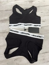 Philipp Plein Top Donna Tg. M Reggiseno Bi-Pack X2 nuovo Nero Scritte 2 Pezzi