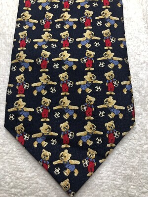 CAESAR MENS TIE NAVY BLUE WITH TEDDY BEARS 4 X 60