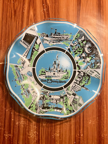 Walt Disney World Scalloped Ruffled Edge Ashtray Snacks Candy Dish Blue Vintage - Picture 7 of 7