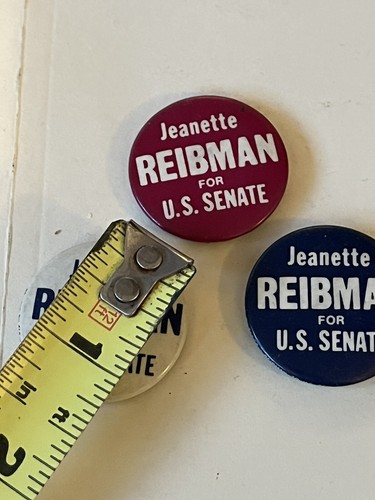 De colección Jeanette Reibman 1976 Senado de los Estados Unidos Ejecución PIN BOTÓN INSIGNIA Conjunto de 3 PA Demócratas - Imagen 2 de 3